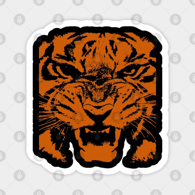 Tiger Vector Artistic Orange Face Cut Out Magnet by taiche