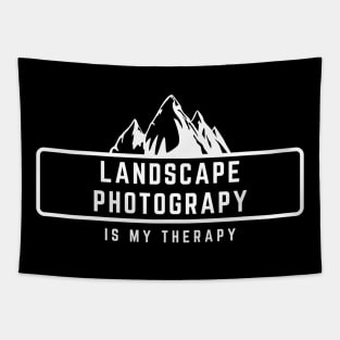 Landscape Photography is my therapy text design with mountains for nature photographers Tapestry