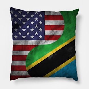 USA and Tanzania Dual Flag Yin Yang Combination Pillow