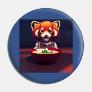 Kawaii Red Panda Eating Ramen Pin