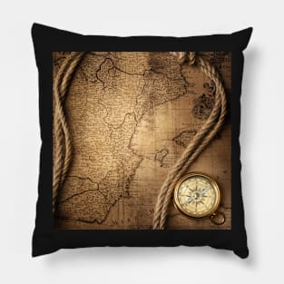 Compass and Map Pillow