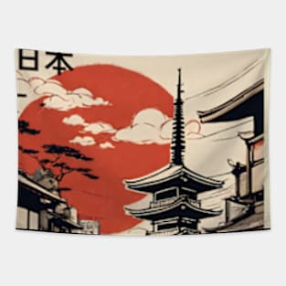 japan tokyo vintage travel tourism 5 Tapestry