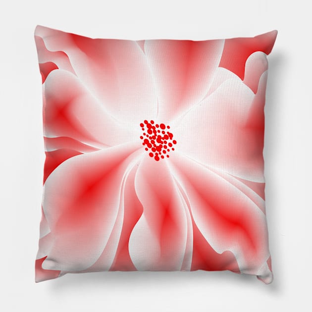 Abstract red and white flower Pillow by Choulous79