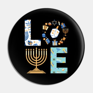 Hanukkah Love With Menorah For Jewish Christmas Holiday Pin