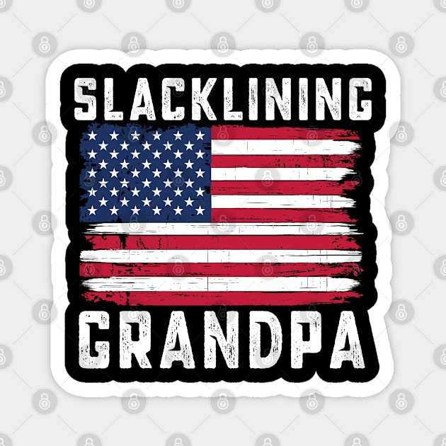 Slacklining Grandpa American Flag July 4th Magnet by qwertydesigns