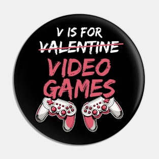 V is for Valentine Video Games Pin