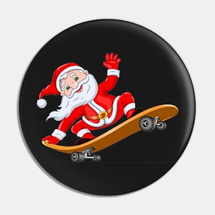 Funny Skateboarding Santa T-Shirt Gift Pin