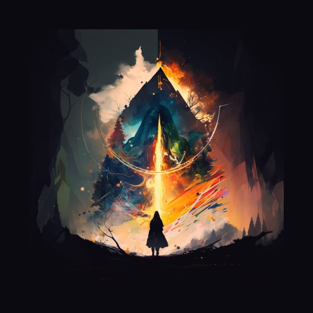 Abstract colourful illustration of lord of the rings by KOTYA