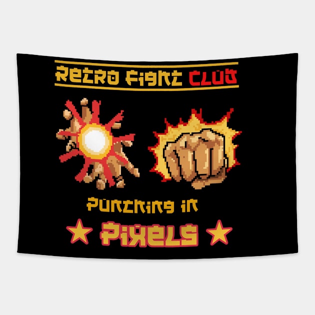 Retro Fight Club Punching in Pixels, Gaming Tapestry by Kamran Sharjeel