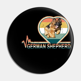 Retro German Shepherd Heartbeat Vintage Pin