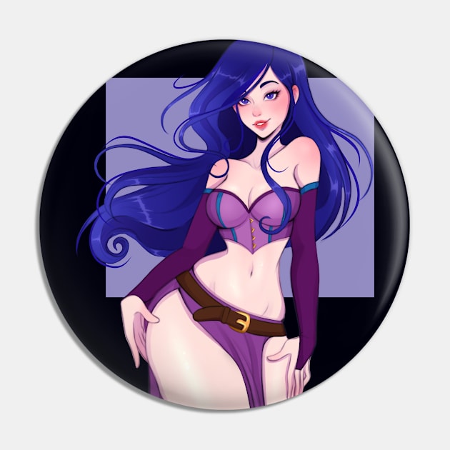 Purple witch Pin by Vivian Valentin Art