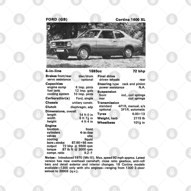 FORD CORTINA - technical data by Throwback Motors