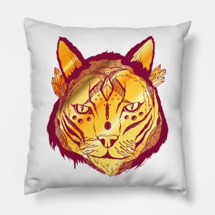 Burgundy Gold Mystical Tribal Cat Pillow