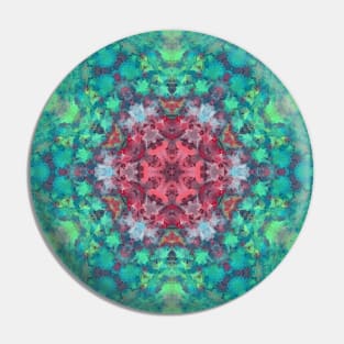 Digital Mandala Red Green and Blue Pin