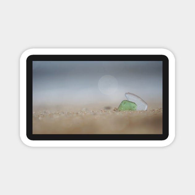 Two Shards of Sea Glass Together in the Sand Magnet by 1Redbublppasswo