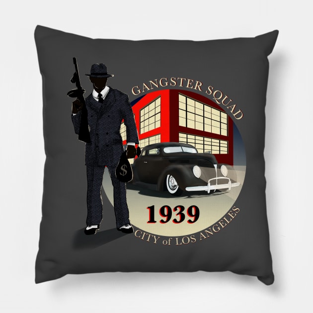 1939 City of Los Angeles Gangster Squad Lowrider Pillow by LensesAndWheels