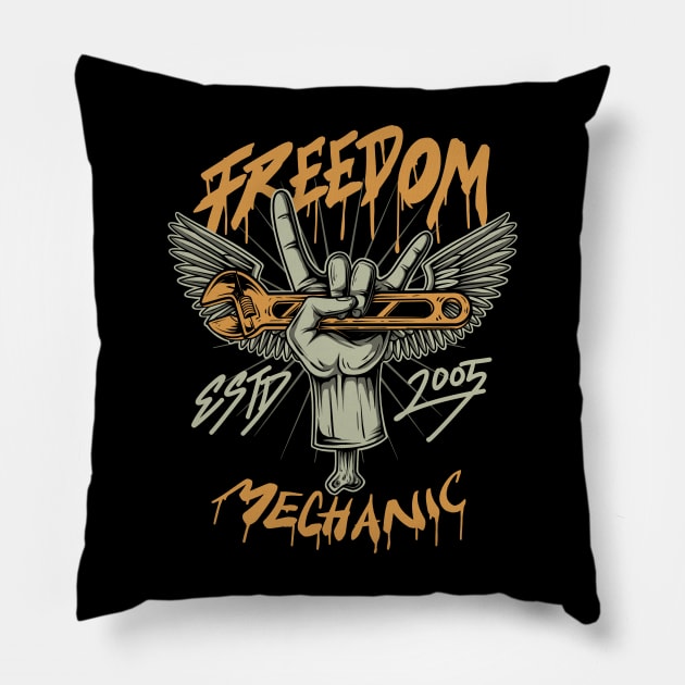 Freedom Mechanic Pillow by Tonymidi Artworks Studio