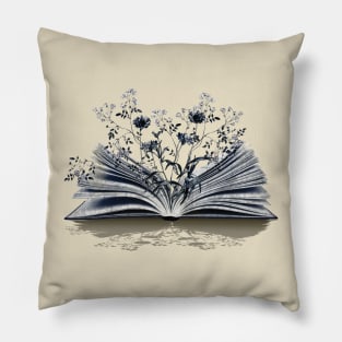 Floral book,Reading books, Book Sticker, bookworm gift for reader,student gift, lover books Pillow