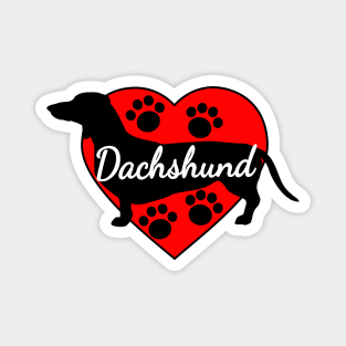 Dachshund Love Dog Paws And Red Hearts Magnet