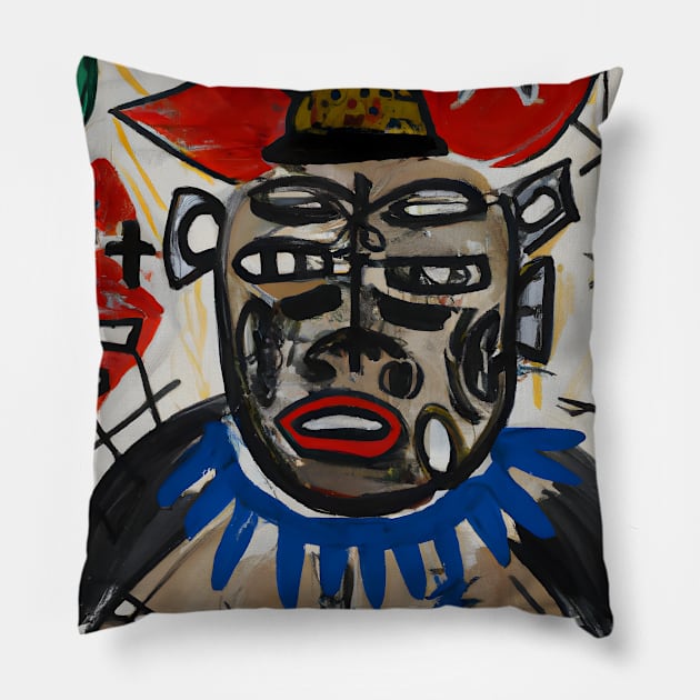 Oni Demon Painting Doodle Pillow by Ravenglow