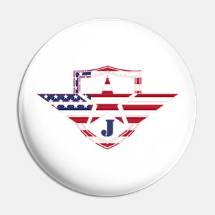 Letter J American Flag Monogram Initial Pin
