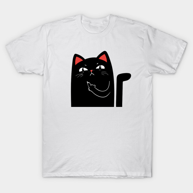 Black Cat Middle Finger Black Cat T Shirt Teepublic Uk