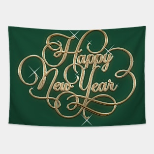 Golden Happy New Year Tapestry