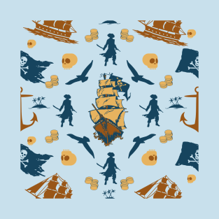 Ocean Life Adventure Pattern Of Pirate Treasure T-Shirt