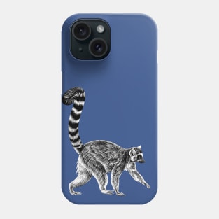 Walking ring-tailed lemur monkey ink illustration 2 Phone Case