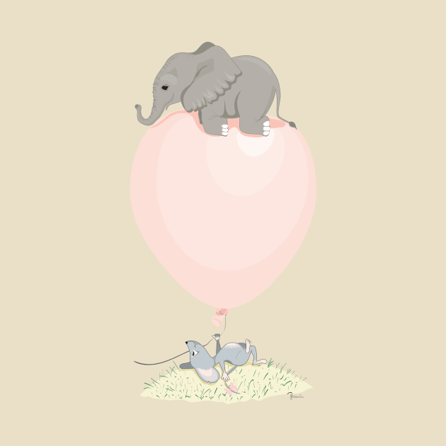 Elephant on a flying balloon by RebecaZum