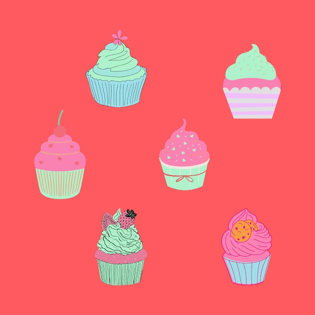 Pastel cupcake pattern by LukjanovArt