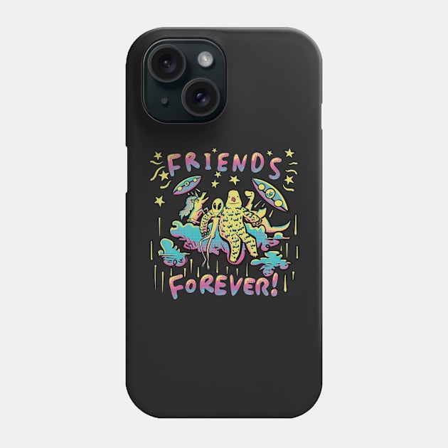 Friends Forever! Group of Misfits, Grey Alien, Bigfoot, Unicorn, Nessie, UFOs Phone Case by SubtleSplit