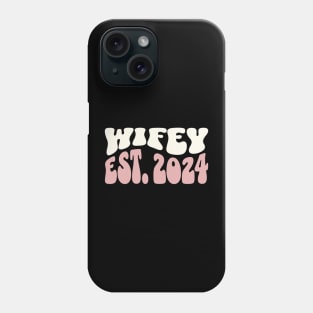 Wifey Est. 2024 Newlywed Honeymoon New Wife Wavy Font Phone Case