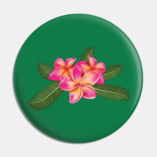 Pink plumeria with leaves Pin by AnnArtshock