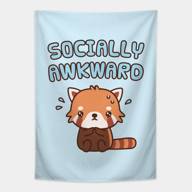 Cute Red Panda Socially Awkward Funny Tapestry by rustydoodle