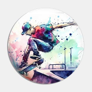 Artistic illustration of a kid on a skateboard. Pin