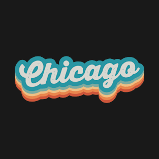 Chicago Retro Groovy Sunset Vintage Aesthetic Typography T-Shirt