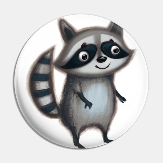 Cute Raccoon Drawing Pin by Play Zoo