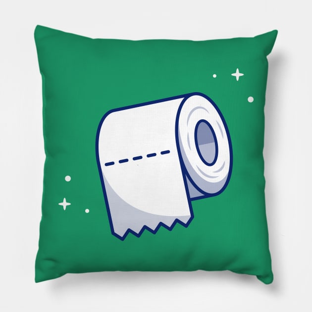 Toilet Tissue Paper Roll Cartoon Pillow by Catalyst Labs