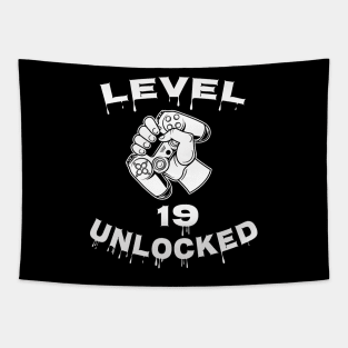 Level 19 Unlocked - Funny Mens 19th Birthday Gamer Tapestry