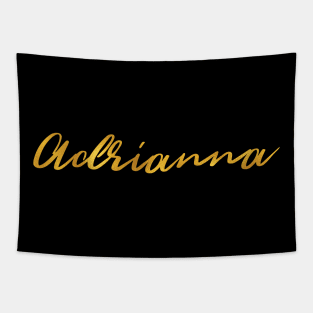 Adrianna Name Hand Lettering in Faux Gold Letters Tapestry