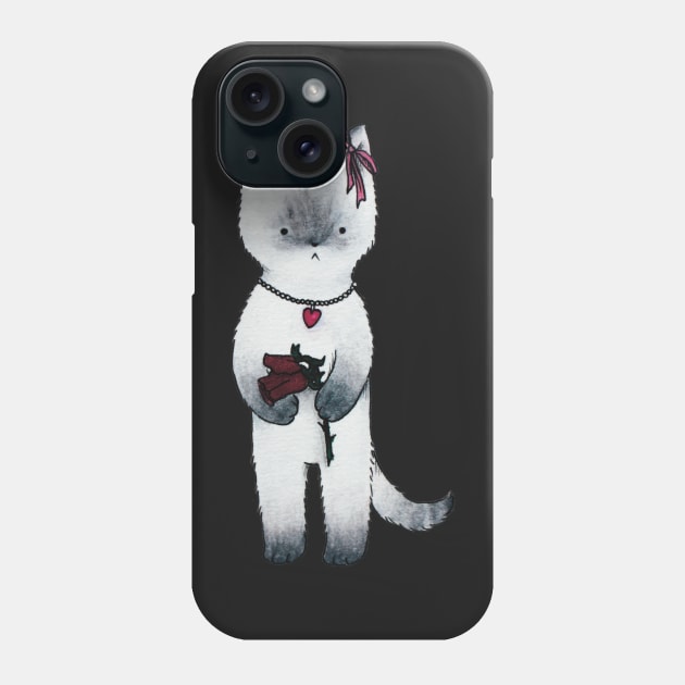 coquette cat illustration valentine&amp;#39;s day wilted rose coquette Phone Case by maoudraw
