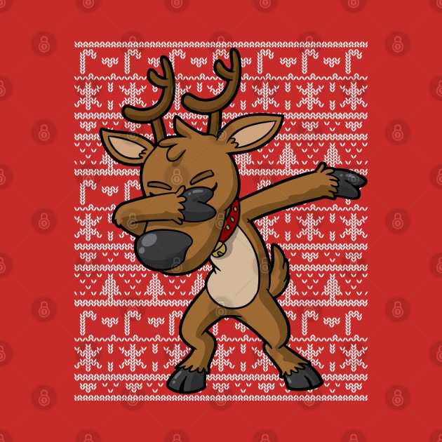 Dabbing Reindeer Ugly Christmas Sweater by E