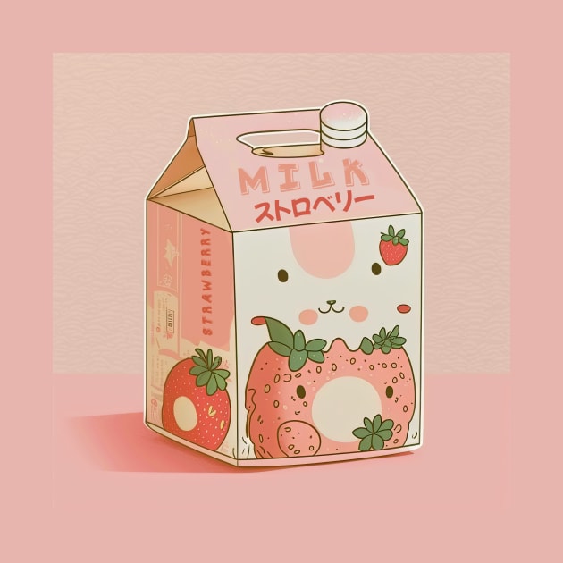 Anime Strawberry milk carton aesthetic kawaii by geekmethat