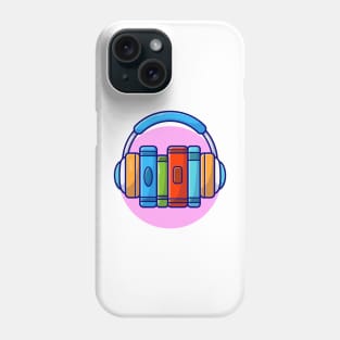 Online Book Music Listening with Headphone Music Cartoon Vector Icon Illustration Phone Case