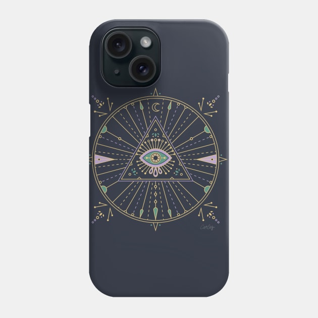 Purple & Green Evil Eye Mandala Phone Case by CatCoq