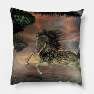 Awesome fantasy horse with skulls Pillow