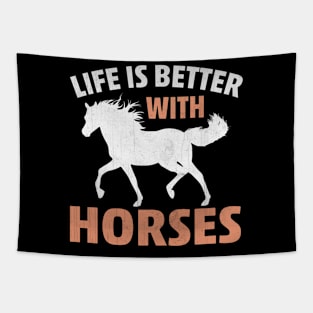 Life is Better with Horses Novelty Horse Lover Tapestry