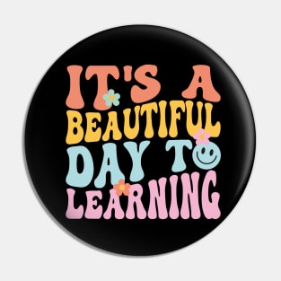 It's Beautiful Day For Learning Retro Teacher Students Women Pin