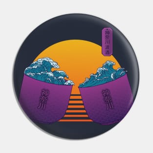 Retrowave Kanagawa wave Kanpai Sake 80s style Pin